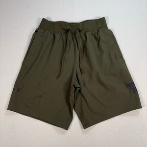 Under Armour Project Rock Unstoppable 9" Shorts Mens S Green Loose HeatGear Bull